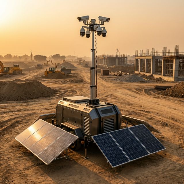 Solar Powered CCTV Trailer at Construction Site